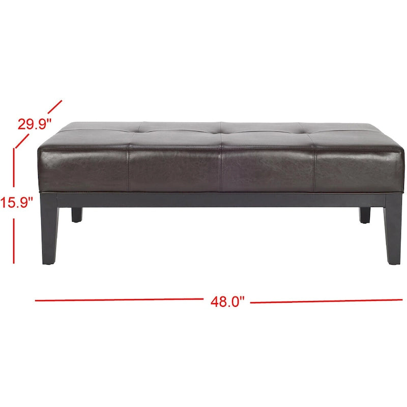 Brown Bicast Leather Rectangle Ottoman