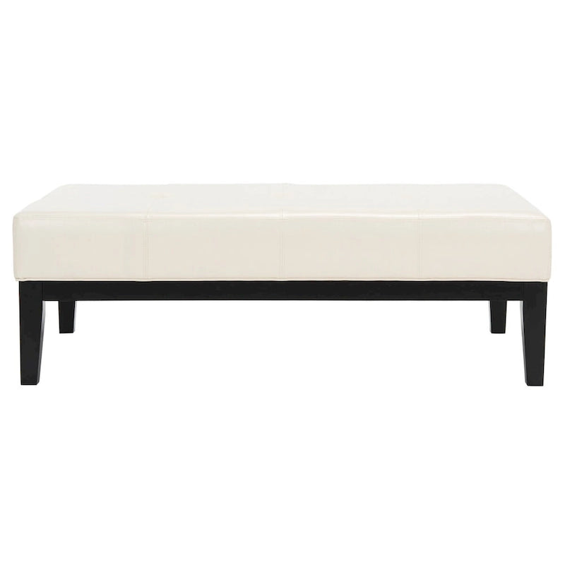 Brown Bicast Leather Rectangle Ottoman
