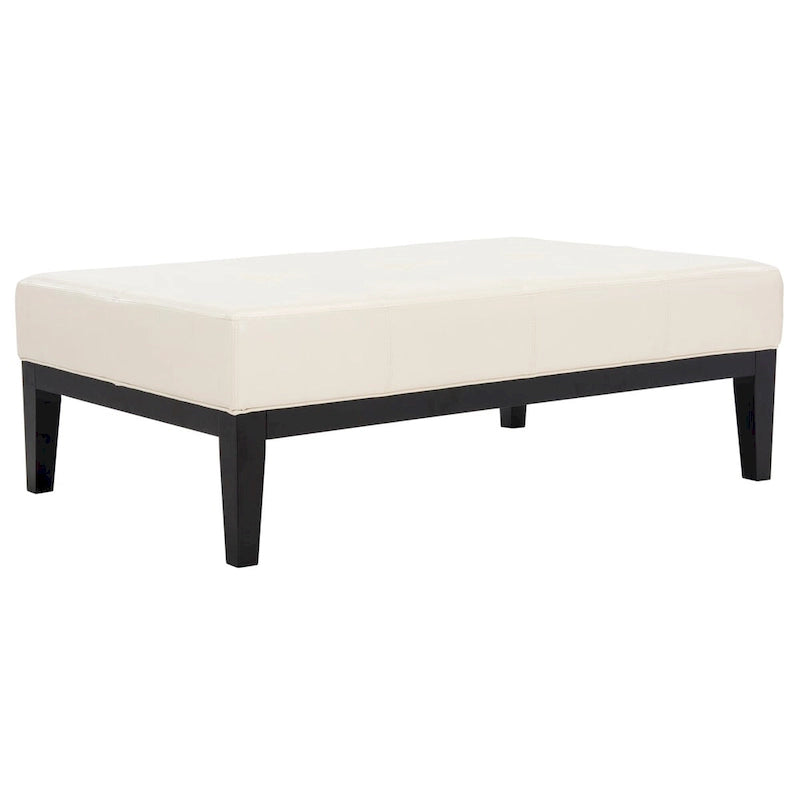 Brown Bicast Leather Rectangle Ottoman