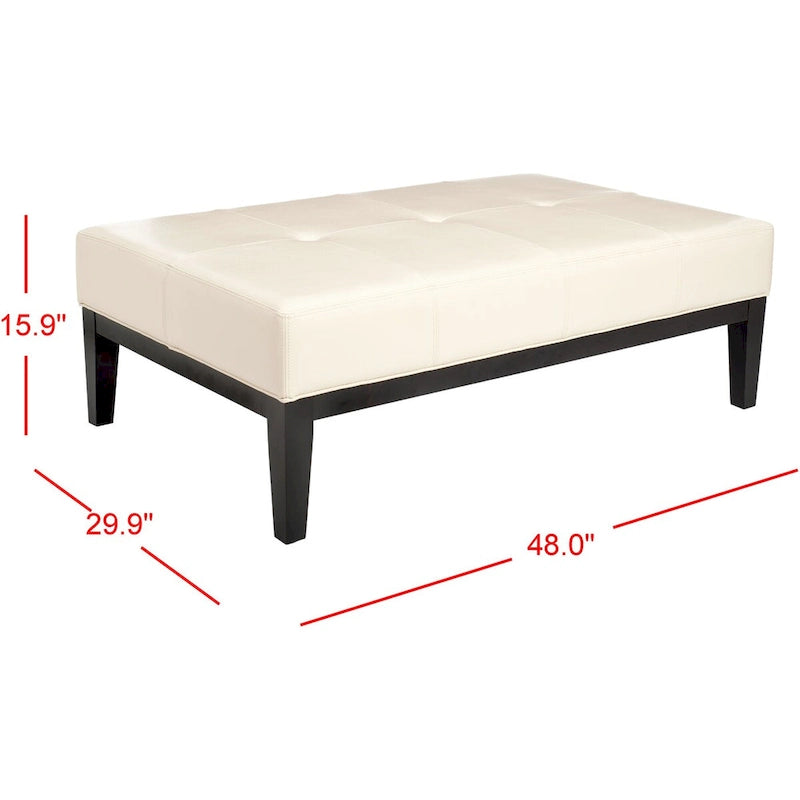 Brown Bicast Leather Rectangle Ottoman