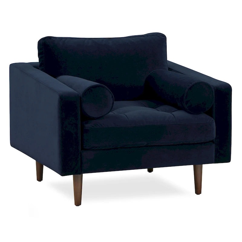 Fabric Lounge Chair with Walnut Wood Legs