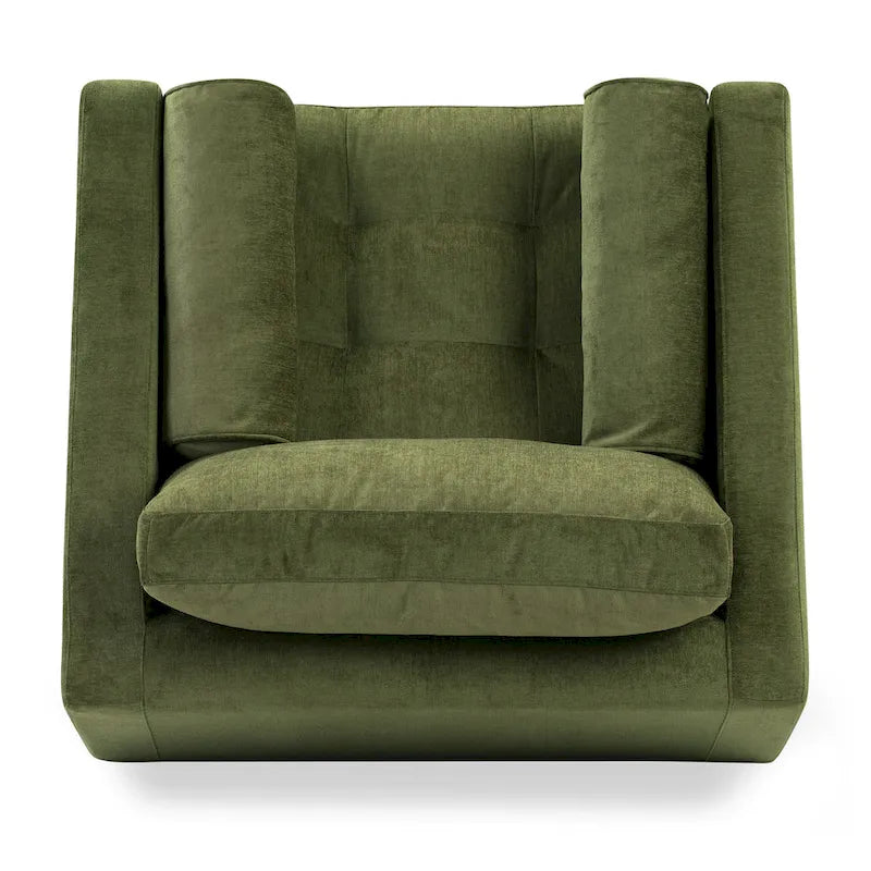 Fabric Lounge Chair with Walnut Wood Legs