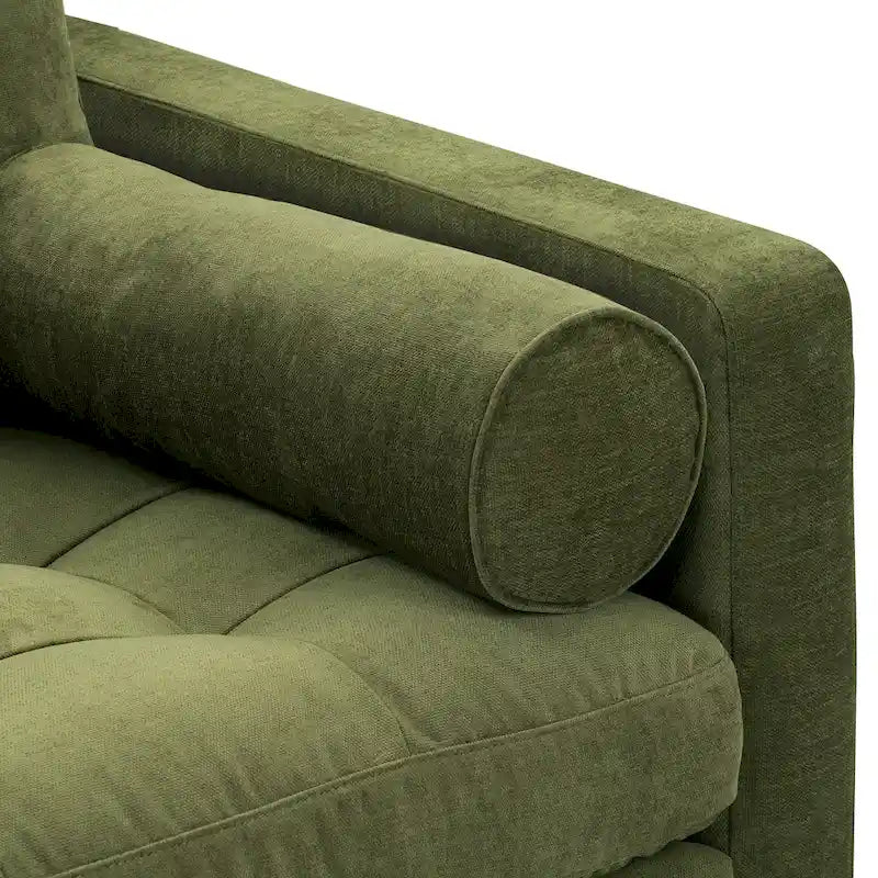 Fabric Lounge Chair with Walnut Wood Legs