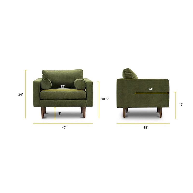 Fabric Lounge Chair with Walnut Wood Legs