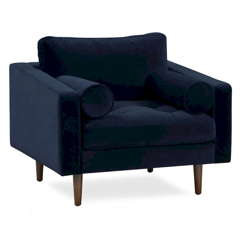 Fabric Lounge Chair with Walnut Wood Legs