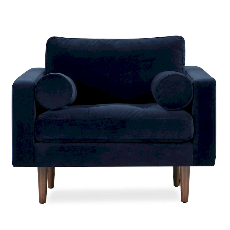 Fabric Lounge Chair with Walnut Wood Legs