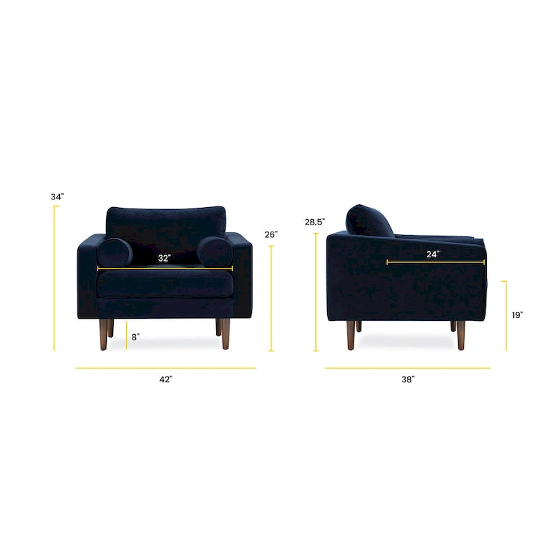 Fabric Lounge Chair with Walnut Wood Legs
