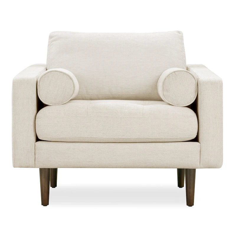 Fabric Lounge Chair with Walnut Wood Legs