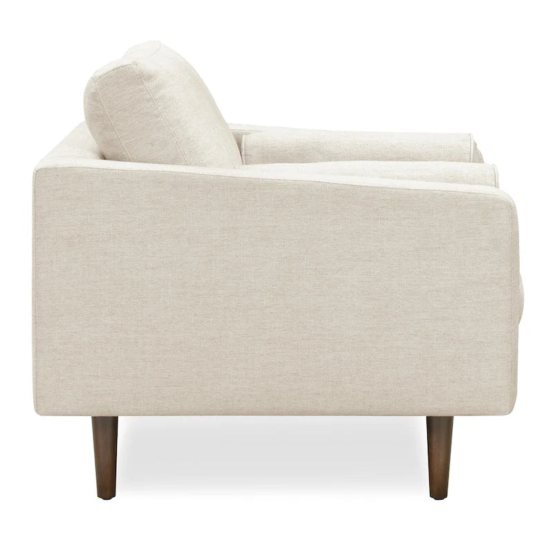 Fabric Lounge Chair with Walnut Wood Legs