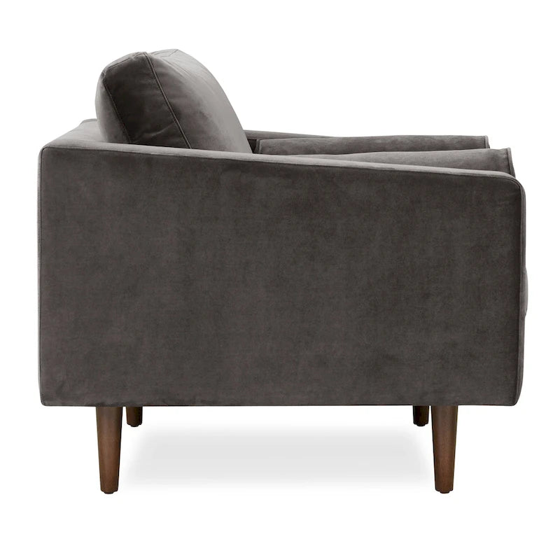 Fabric Lounge Chair with Walnut Wood Legs