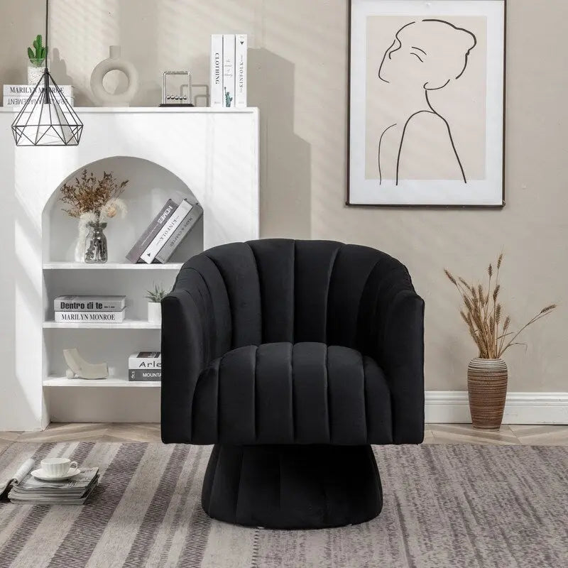 Velvet Upholstered Round 360° Swivel Accent Barrel Chair (Set of 2)