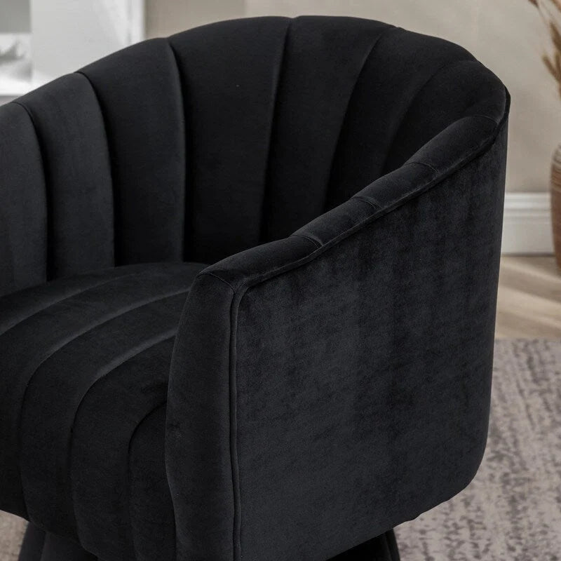 Velvet Upholstered Round 360° Swivel Accent Barrel Chair (Set of 2)