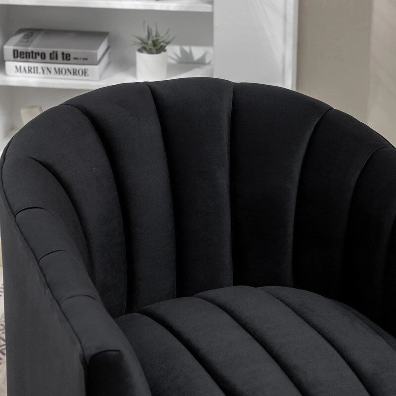 Velvet Upholstered Round 360° Swivel Accent Barrel Chair (Set of 2)