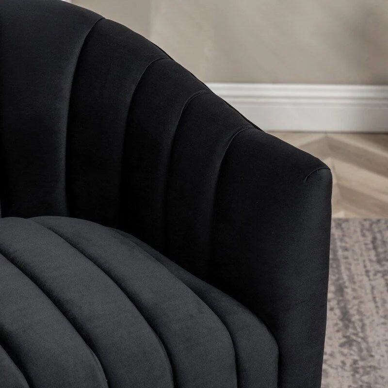 Velvet Upholstered Round 360° Swivel Accent Barrel Chair (Set of 2)