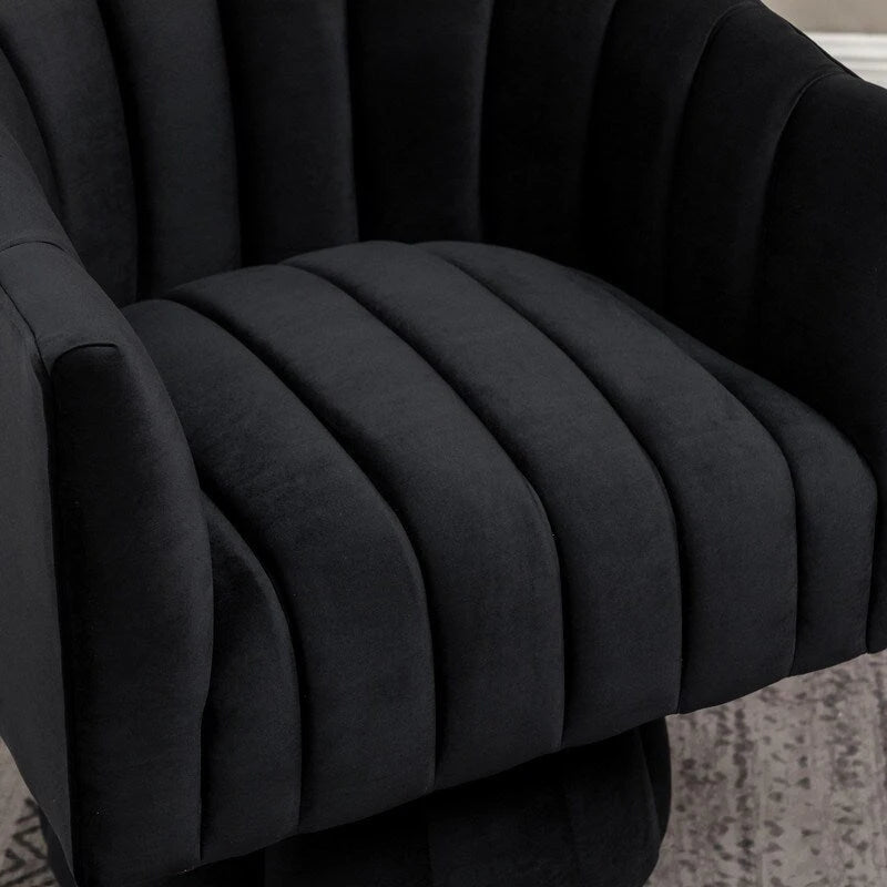 Velvet Upholstered Round 360° Swivel Accent Barrel Chair (Set of 2)