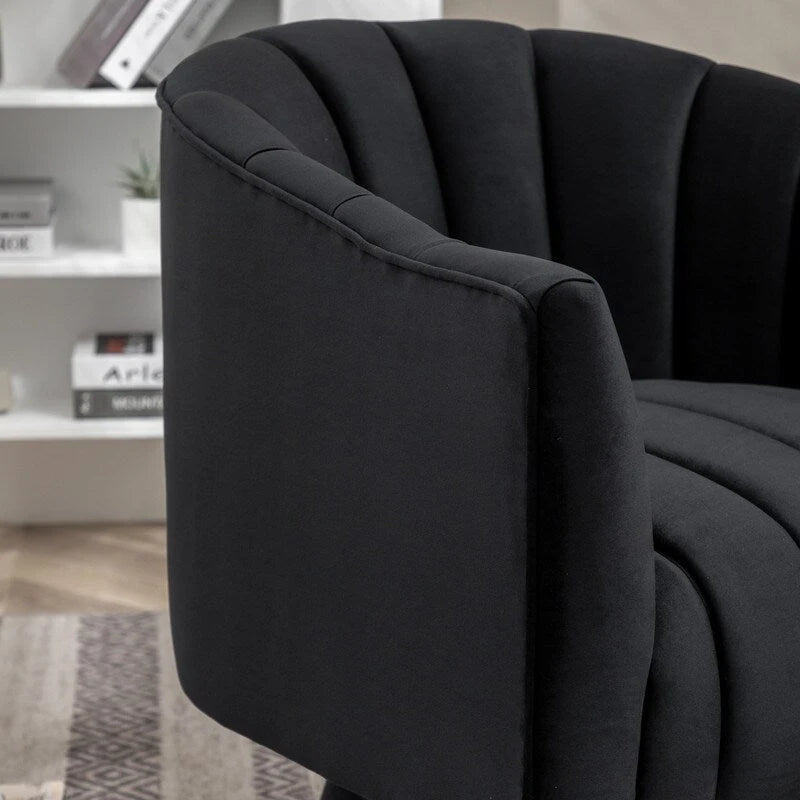 Velvet Upholstered Round 360° Swivel Accent Barrel Chair (Set of 2)