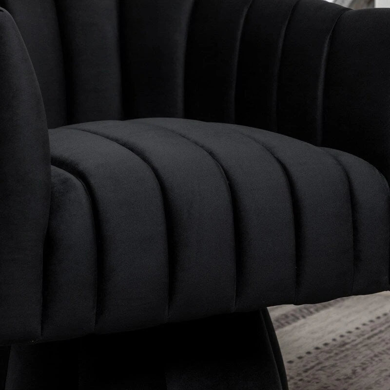 Velvet Upholstered Round 360° Swivel Accent Barrel Chair (Set of 2)