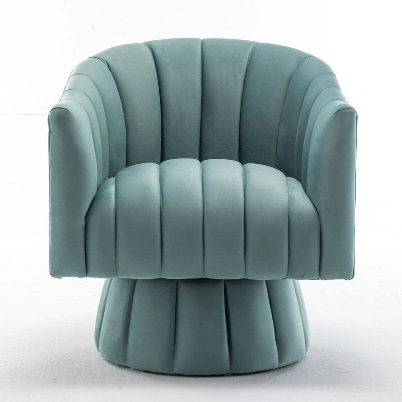 Velvet Upholstered Round 360° Swivel Accent Barrel Chair (Set of 2)