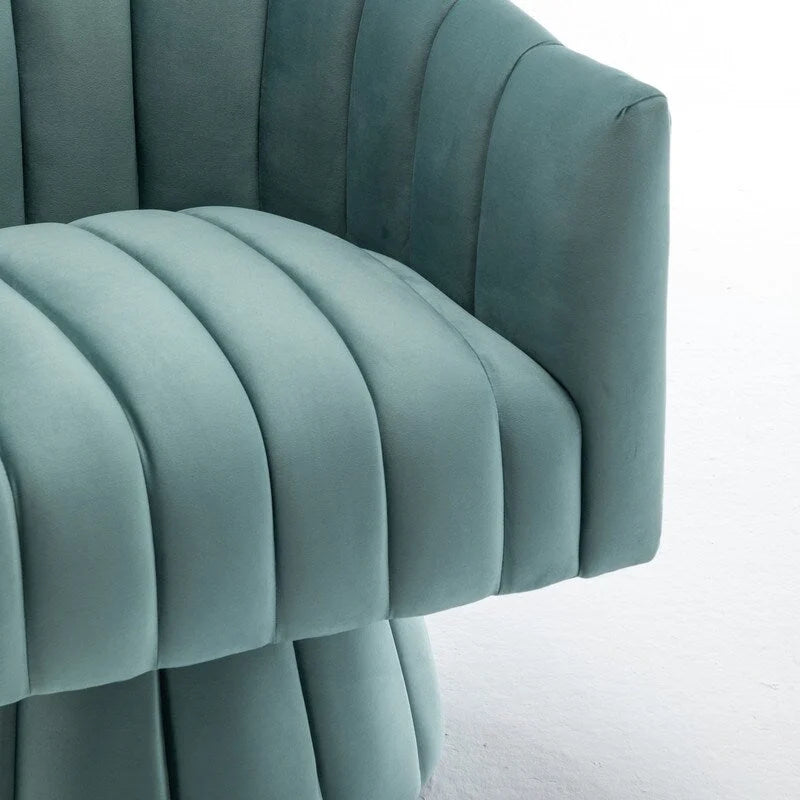 Velvet Upholstered Round 360° Swivel Accent Barrel Chair (Set of 2)