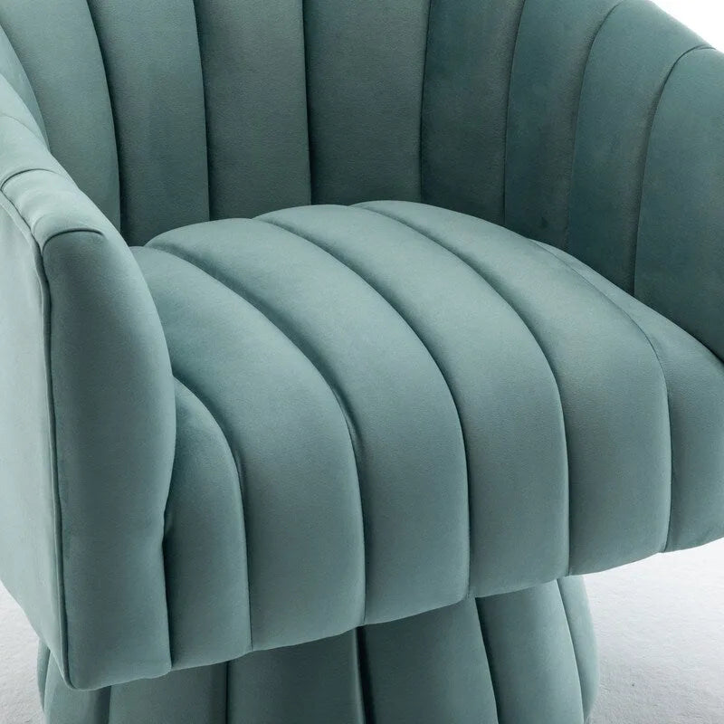 Velvet Upholstered Round 360° Swivel Accent Barrel Chair (Set of 2)