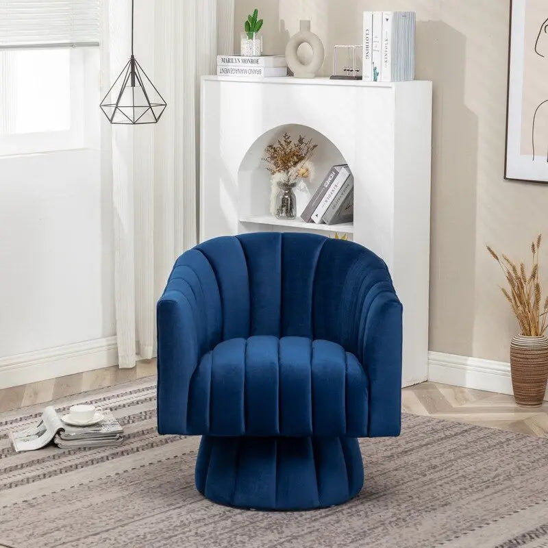 Velvet Upholstered Round 360° Swivel Accent Barrel Chair (Set of 2)