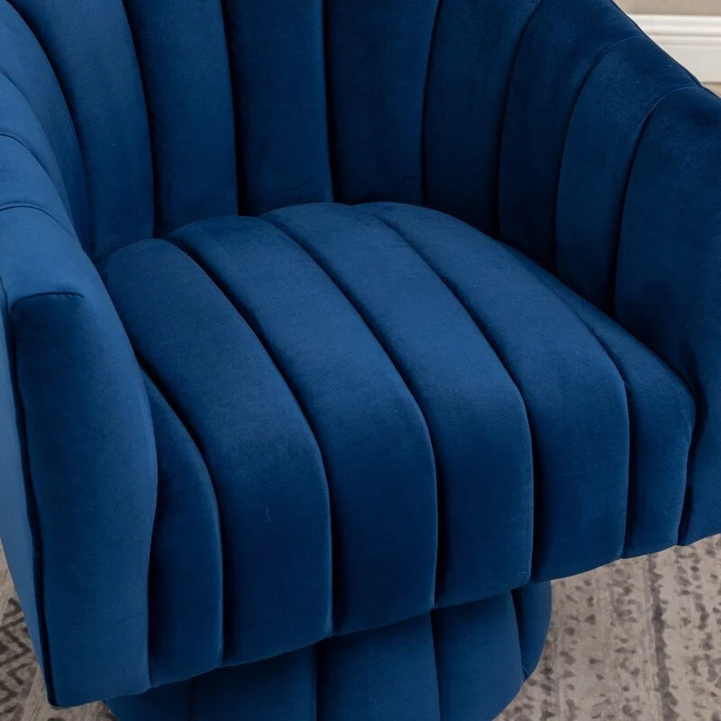 Velvet Upholstered Round 360° Swivel Accent Barrel Chair (Set of 2)
