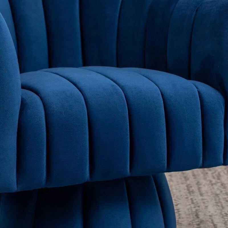 Velvet Upholstered Round 360° Swivel Accent Barrel Chair (Set of 2)