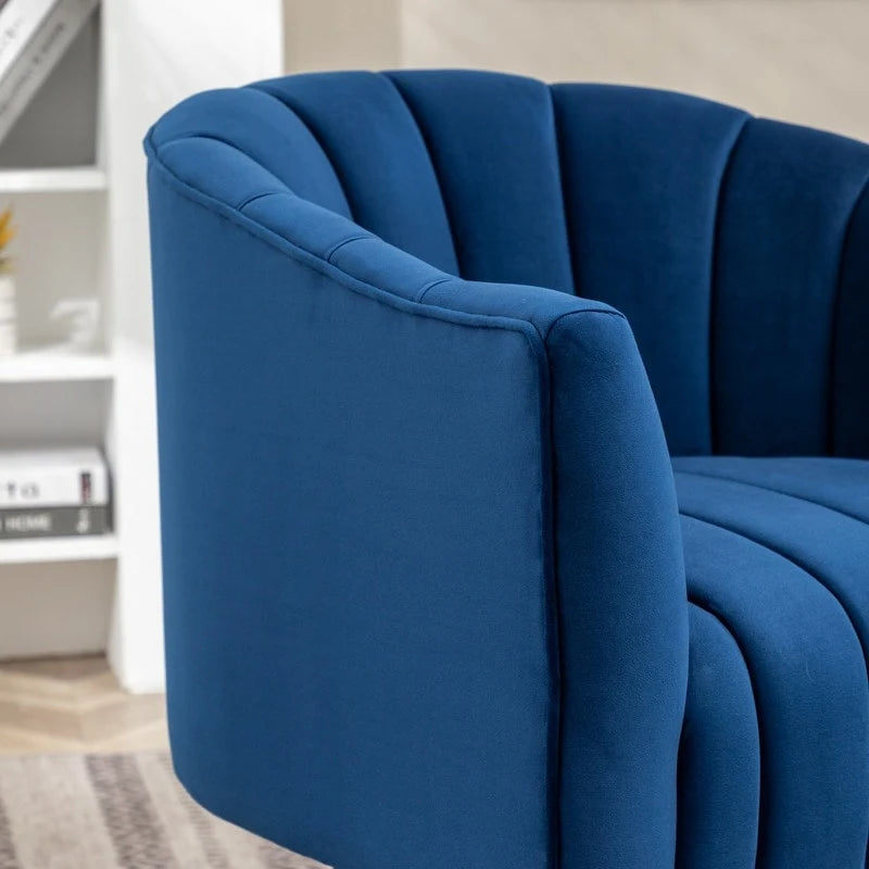 Velvet Upholstered Round 360° Swivel Accent Barrel Chair (Set of 2)