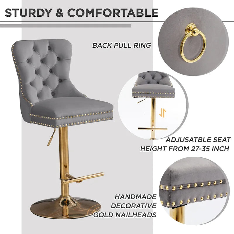 Modern Upholstered Adjusatble Thick Swivel Counter Barstools