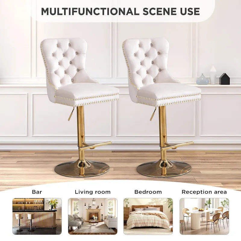 Modern Upholstered Adjusatble Thick Swivel Counter Barstools