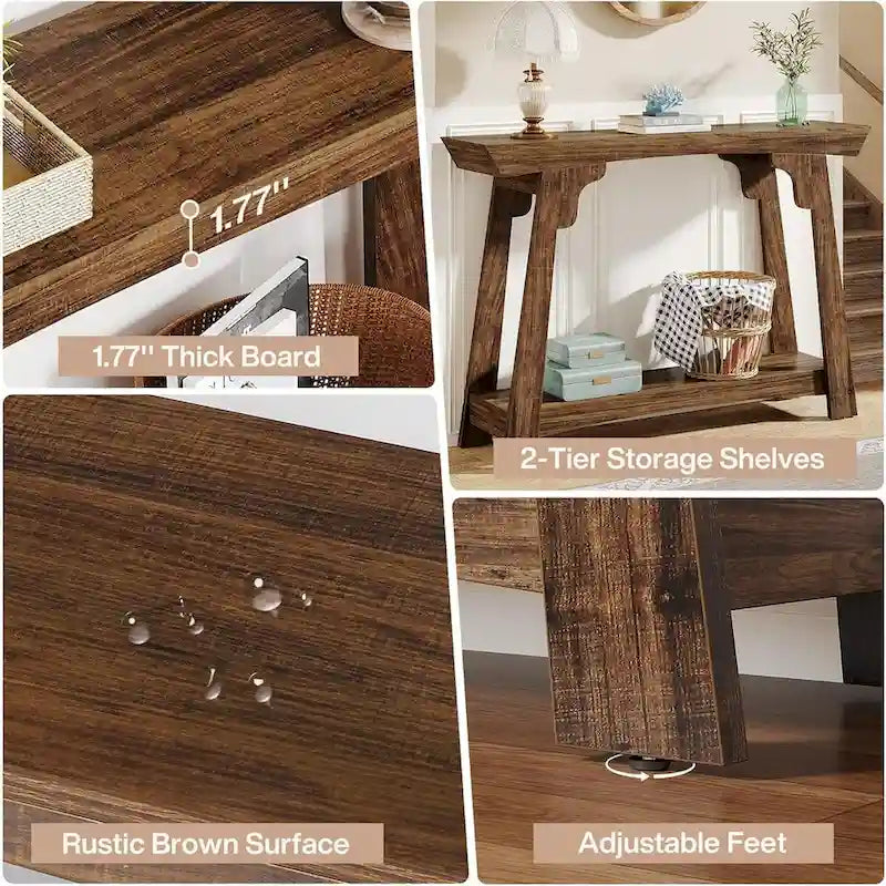 2-Tier Narrow Entryway Console Table with Storage Shelf