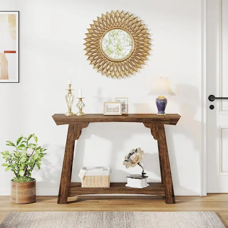 2-Tier Narrow Entryway Console Table with Storage Shelf