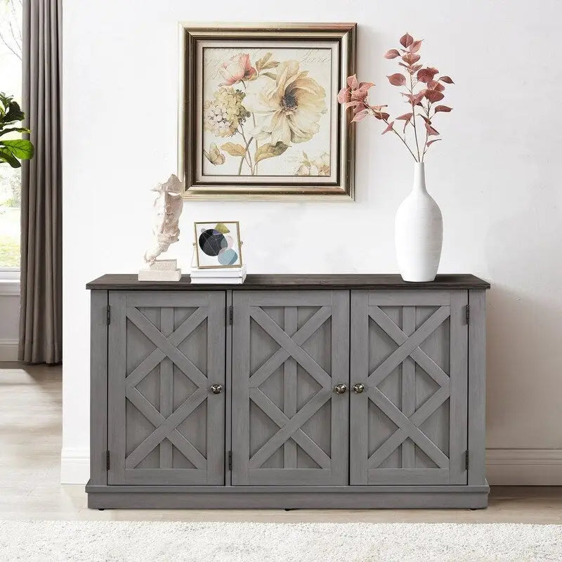 48 Rustic Wood Finish Buffet Cabinet with 3 Doors - Ample Storage - 48 in Width