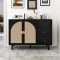 2 Doors Rattan Storage Cabinet with Adjustable Shelves and 3 Drawers