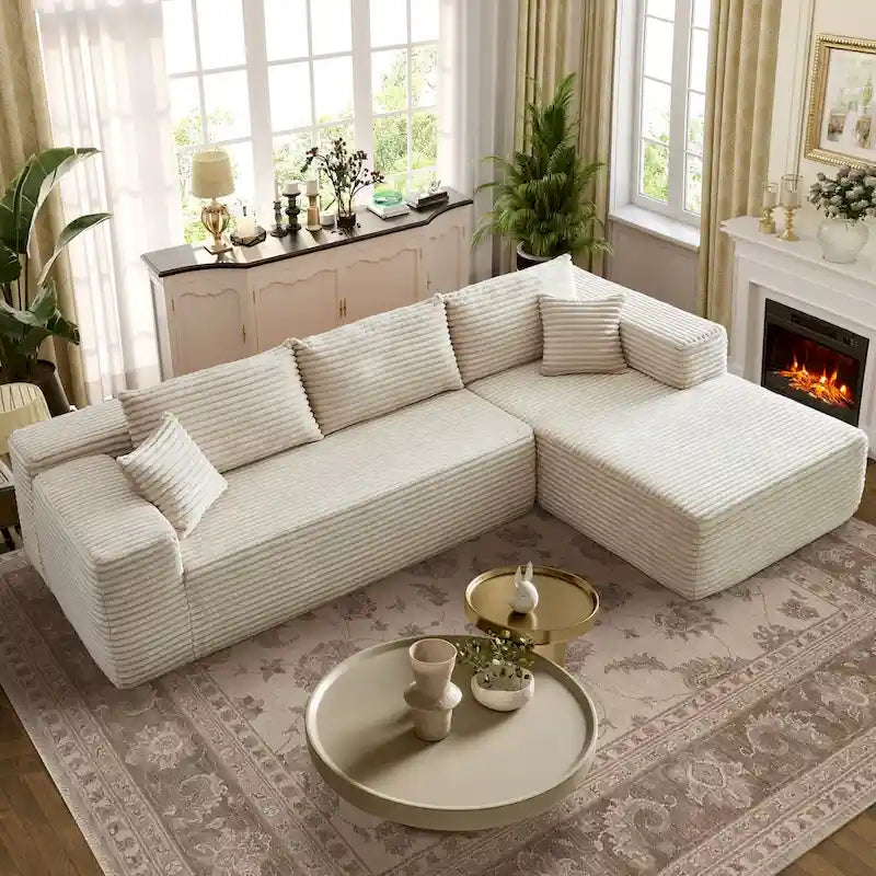Long Plush No-Assembly Required Chaise Lounge Sofa
