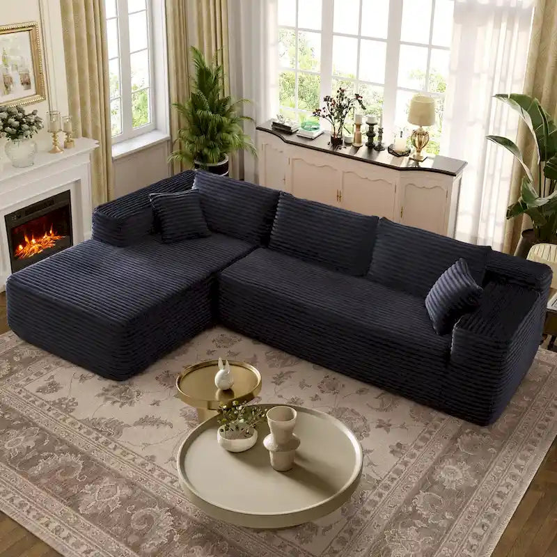 Long Plush No-Assembly Required Chaise Lounge Sofa