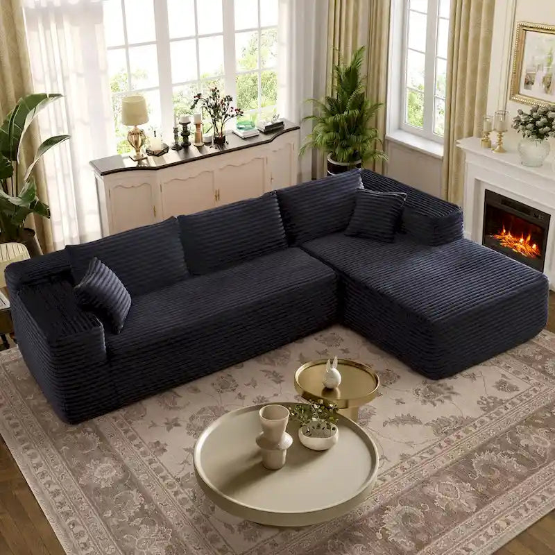 Long Plush No-Assembly Required Chaise Lounge Sofa