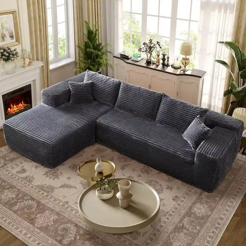 Long Plush No-Assembly Required Chaise Lounge Sofa