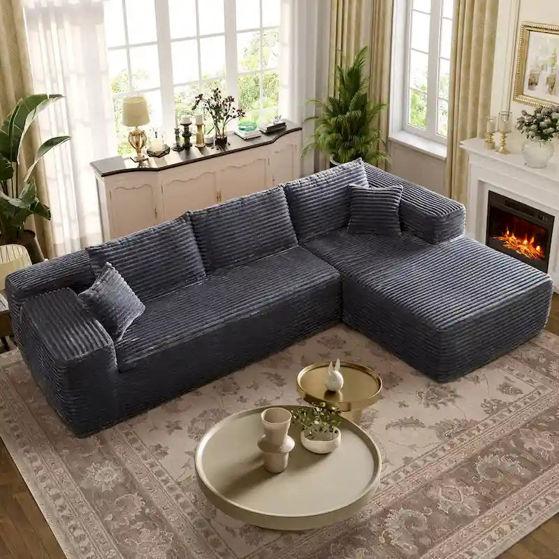 Long Plush No-Assembly Required Chaise Lounge Sofa