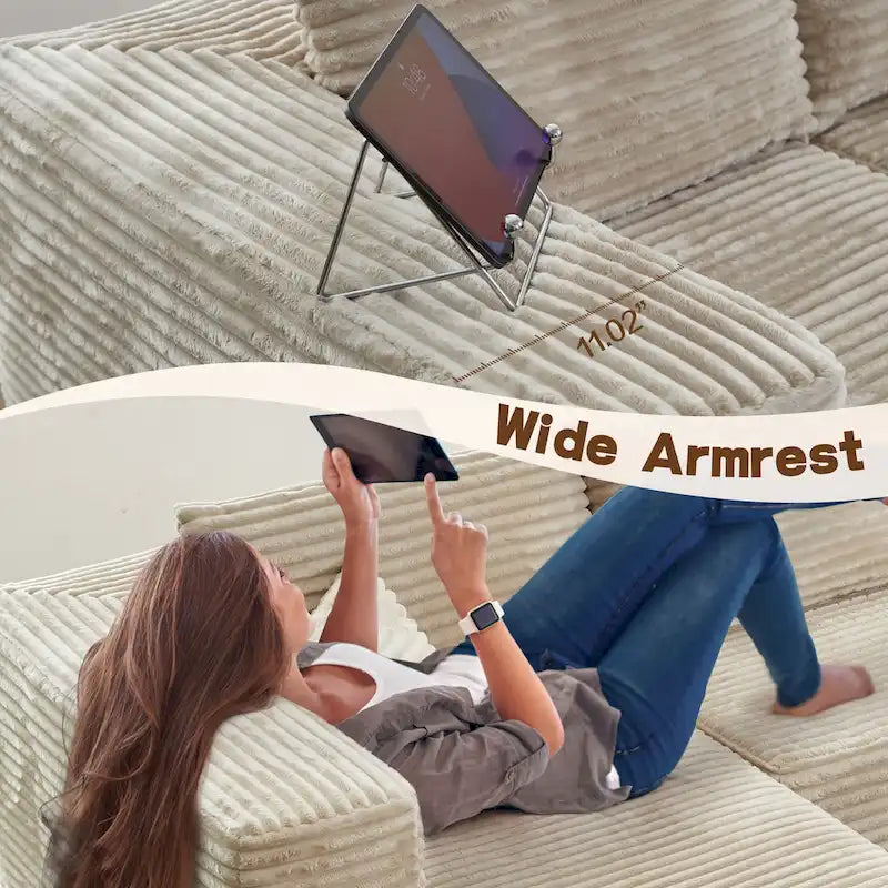 Long Plush No-Assembly Required Chaise Lounge Sofa