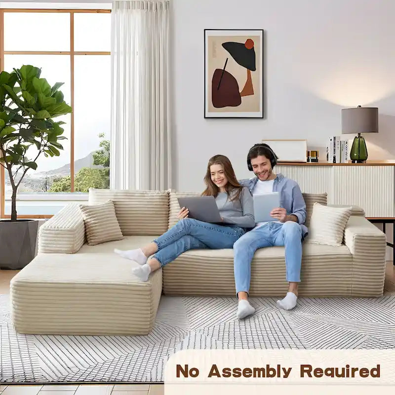 Long Plush No-Assembly Required Chaise Lounge Sofa