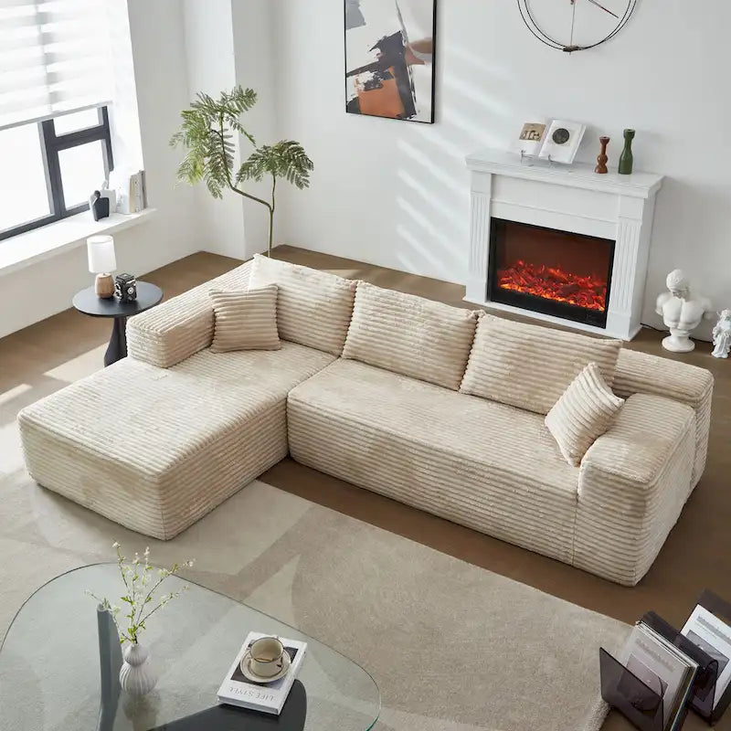 Long Plush No-Assembly Required Chaise Lounge Sofa