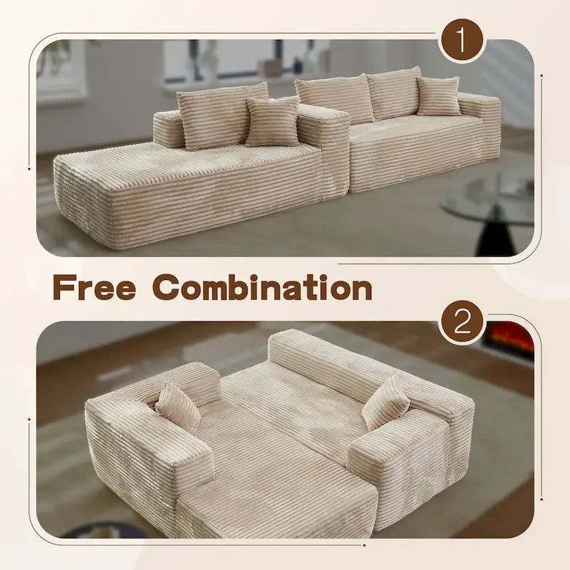 Long Plush No-Assembly Required Chaise Lounge Sofa