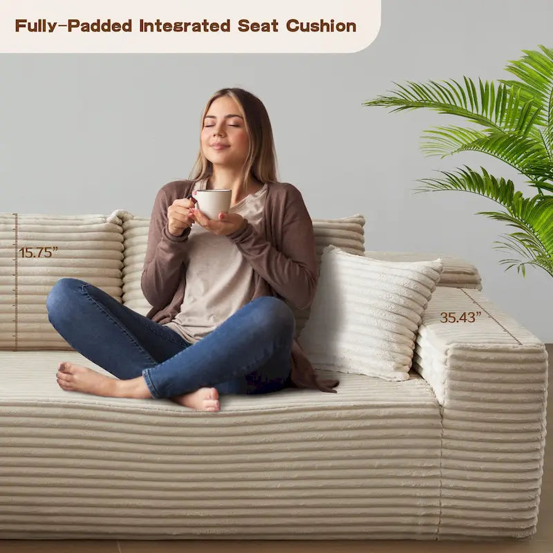 Long Plush No-Assembly Required Chaise Lounge Sofa